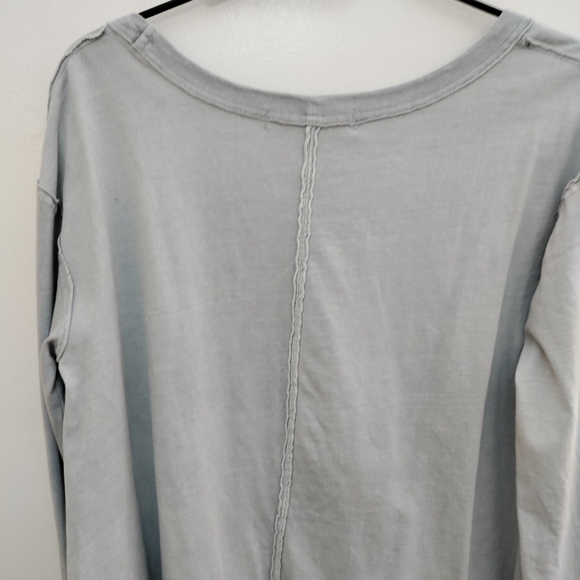 We The Free Wash Out Pastel Blue Slouchy Worn Oversized Cotton Beachy Blouse Top - Picture 5 of 12